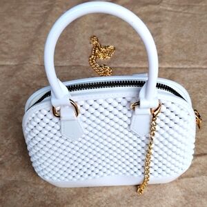 Elegant White Handbag with Gold Chain